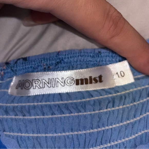 Morning Mist Blue Floral Puff Sleeve Dress - Picture 2 of 3